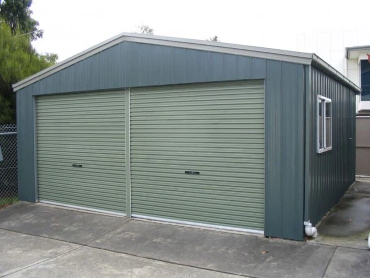Two Rolling Door Prefabricated Light Steel Metal Garage Building